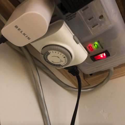 Timer plugged into an outlet