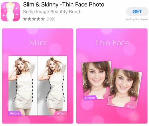 The Slim & Skinny app, a selfie filter that makes bodies and faces slimmer