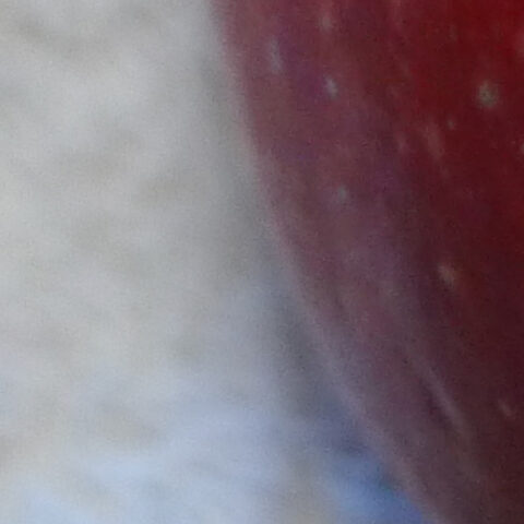 Closeup of the curve of a red apple