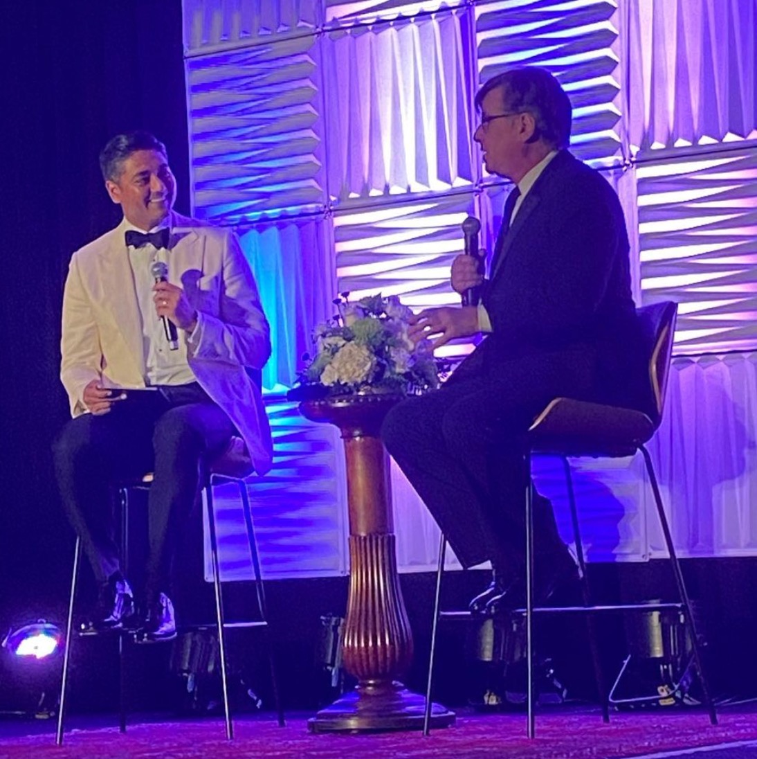 Aftab Pureval interviewing Aaron Sorkin for the Niehoff Lecture at the Hyatt Hotel