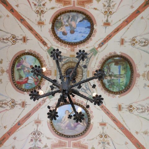 Intricately painted ceiling of the Belvedere condo building in Cincinnati