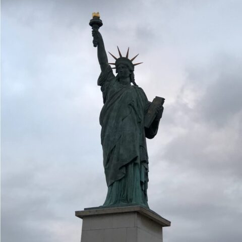 The Statue of Liberty on a cloudy day