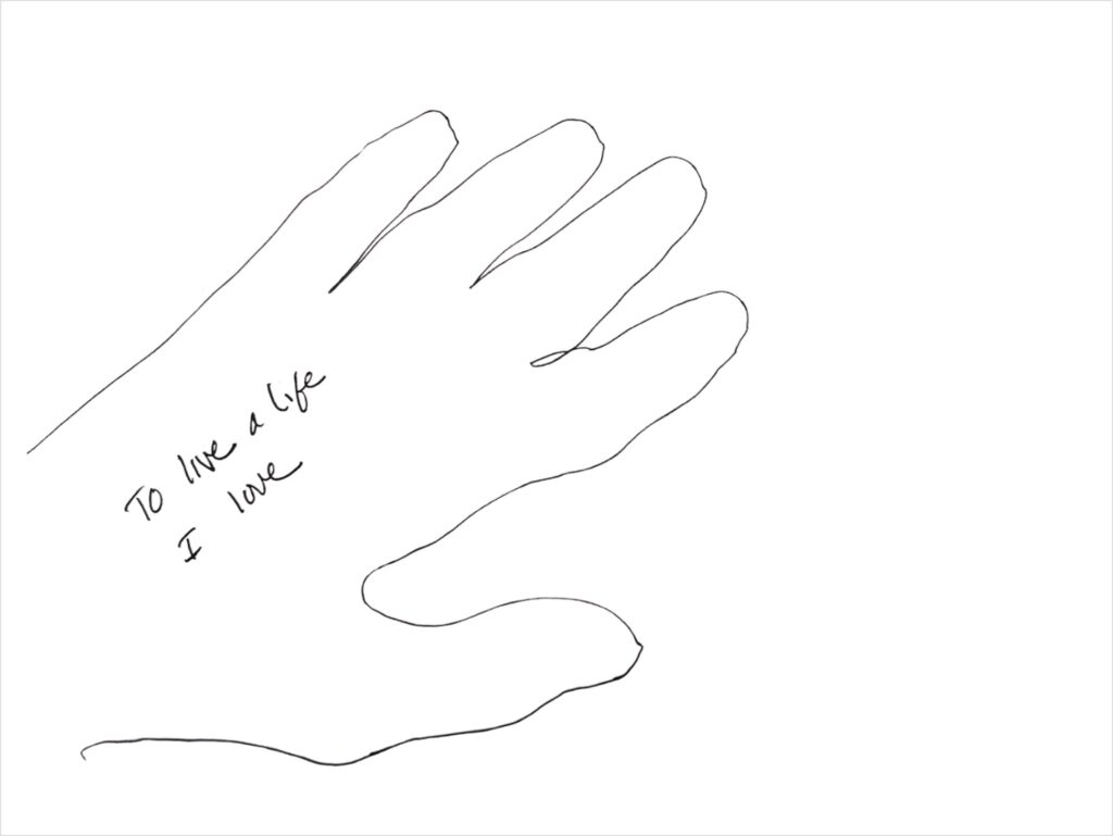 Hand outline with purpose added