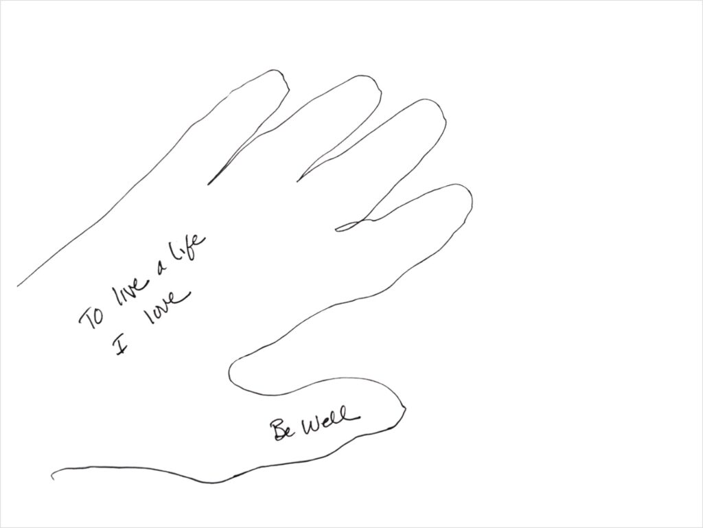 Hand outline with Be Well added