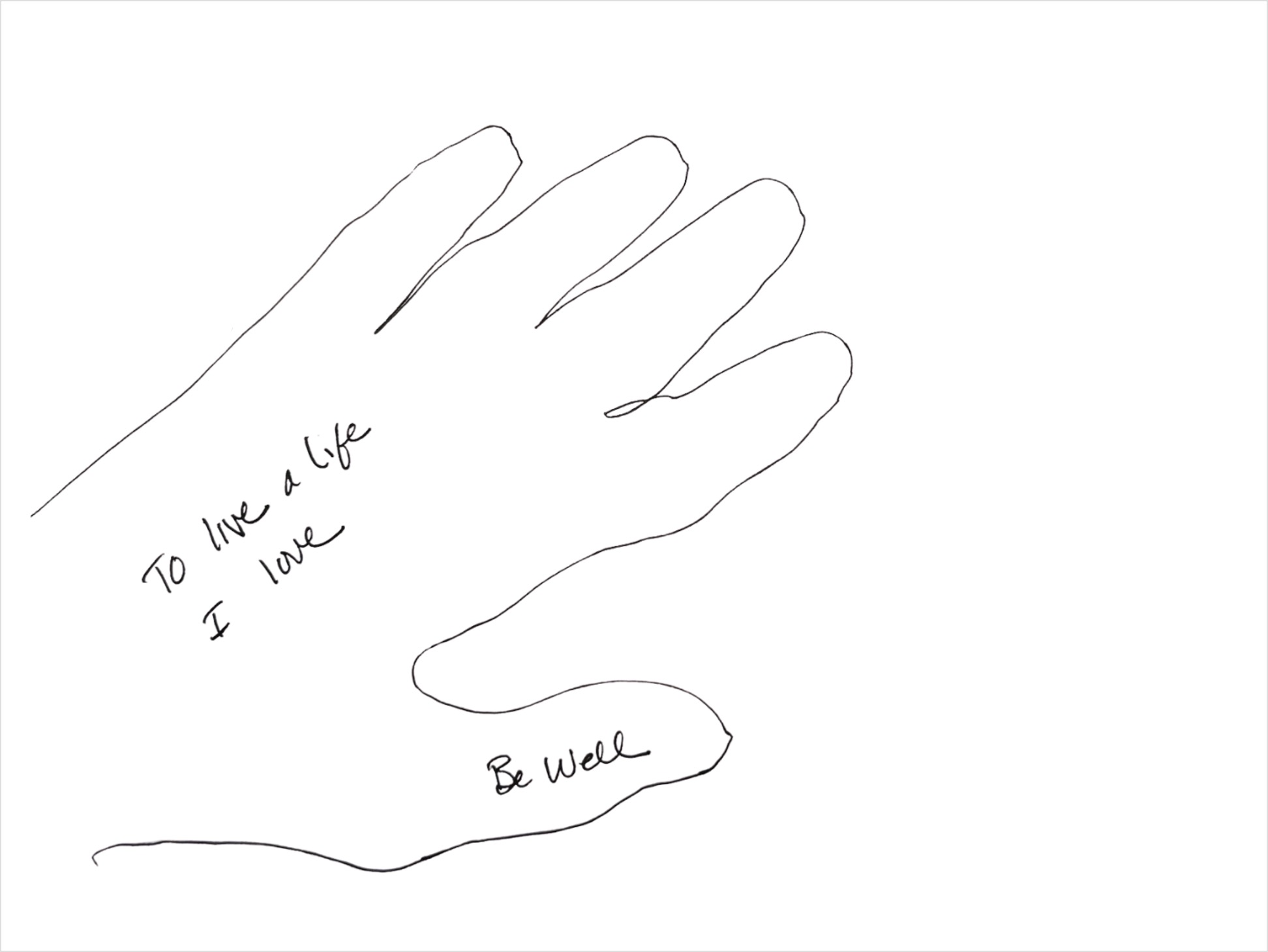 Hand outline with Be Well added